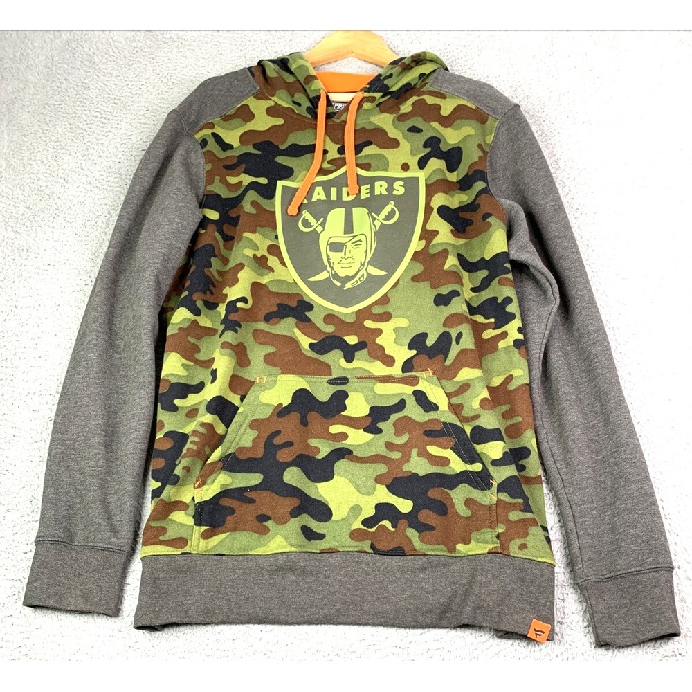 NFL Pro Line RAIDERS Hoodie Mens XLarge Orange Camo FullZip Football Sweatshirt